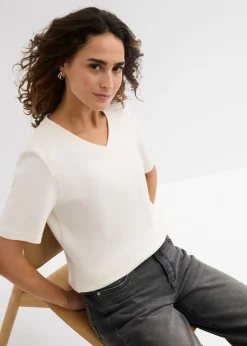 Mujer bonprix bonprix Camiseta de punto grueso de algodón orgánico puro (2 unidades)