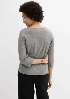 Mujer bonprix bonprix Camiseta de punto grueso de algodón orgánico puro con mangas 3/4
