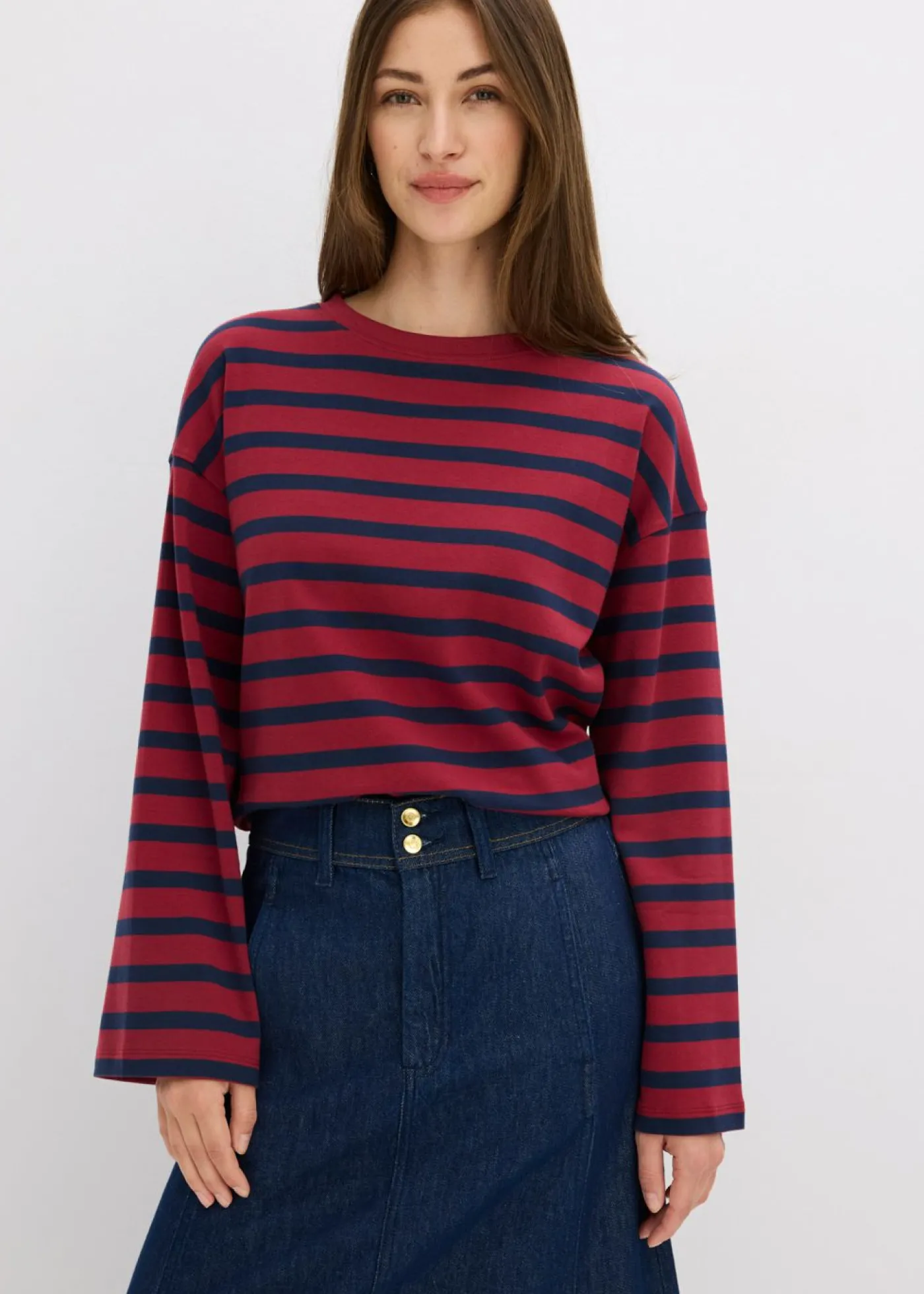 Mujer bonprix bonprix Camiseta de rayas de algodón orgánico puro