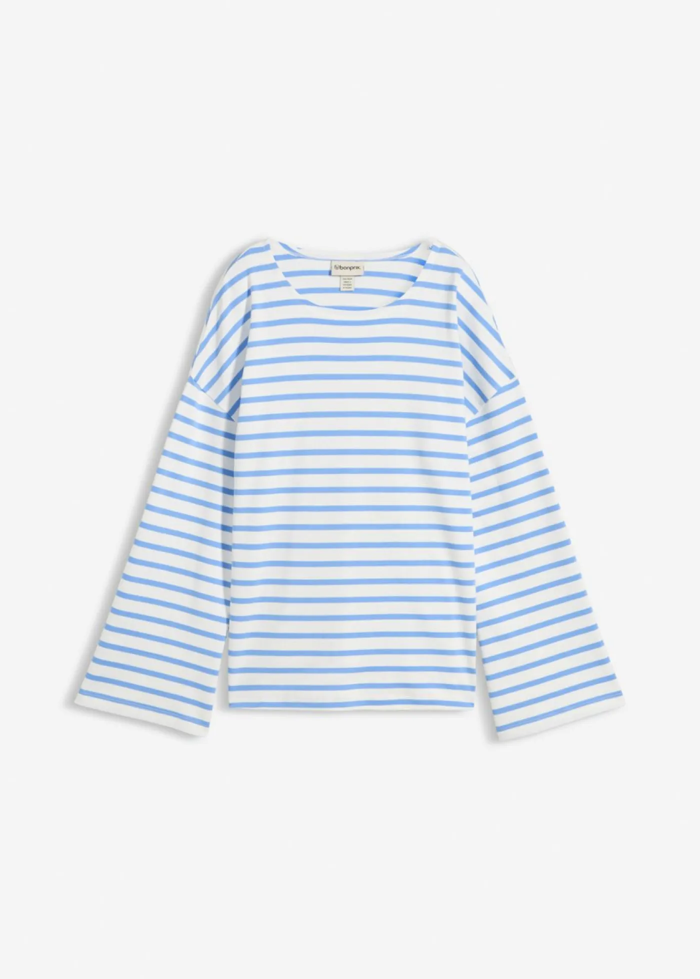 bonprix bonprix Esenciales|Camisetas>Camiseta de rayas de algodón orgánico con manga larga azul provenzal-blanco lana rayas horizontales