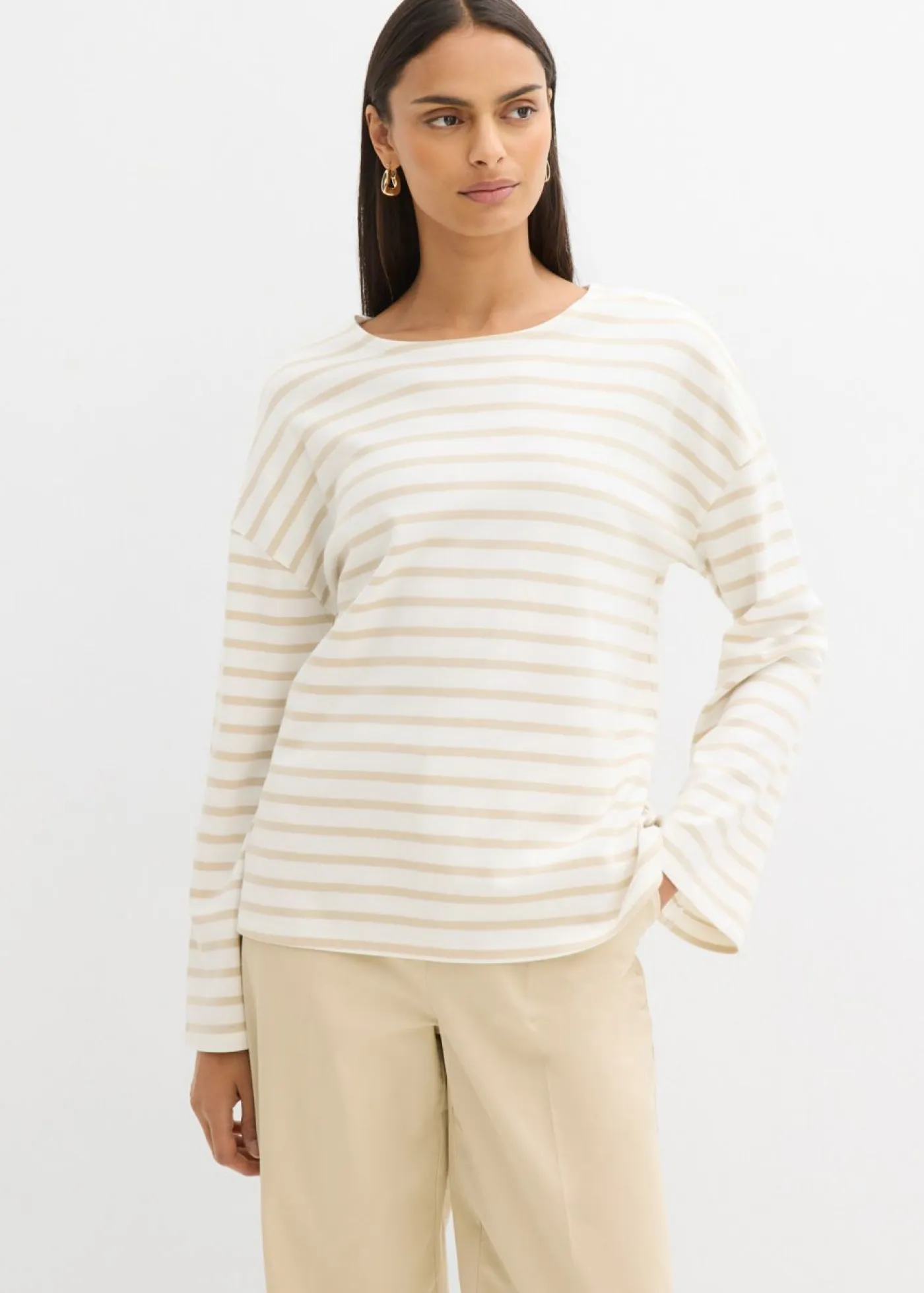 Mujer bonprix bonprix Camiseta de rayas de algodón orgánico con manga larga