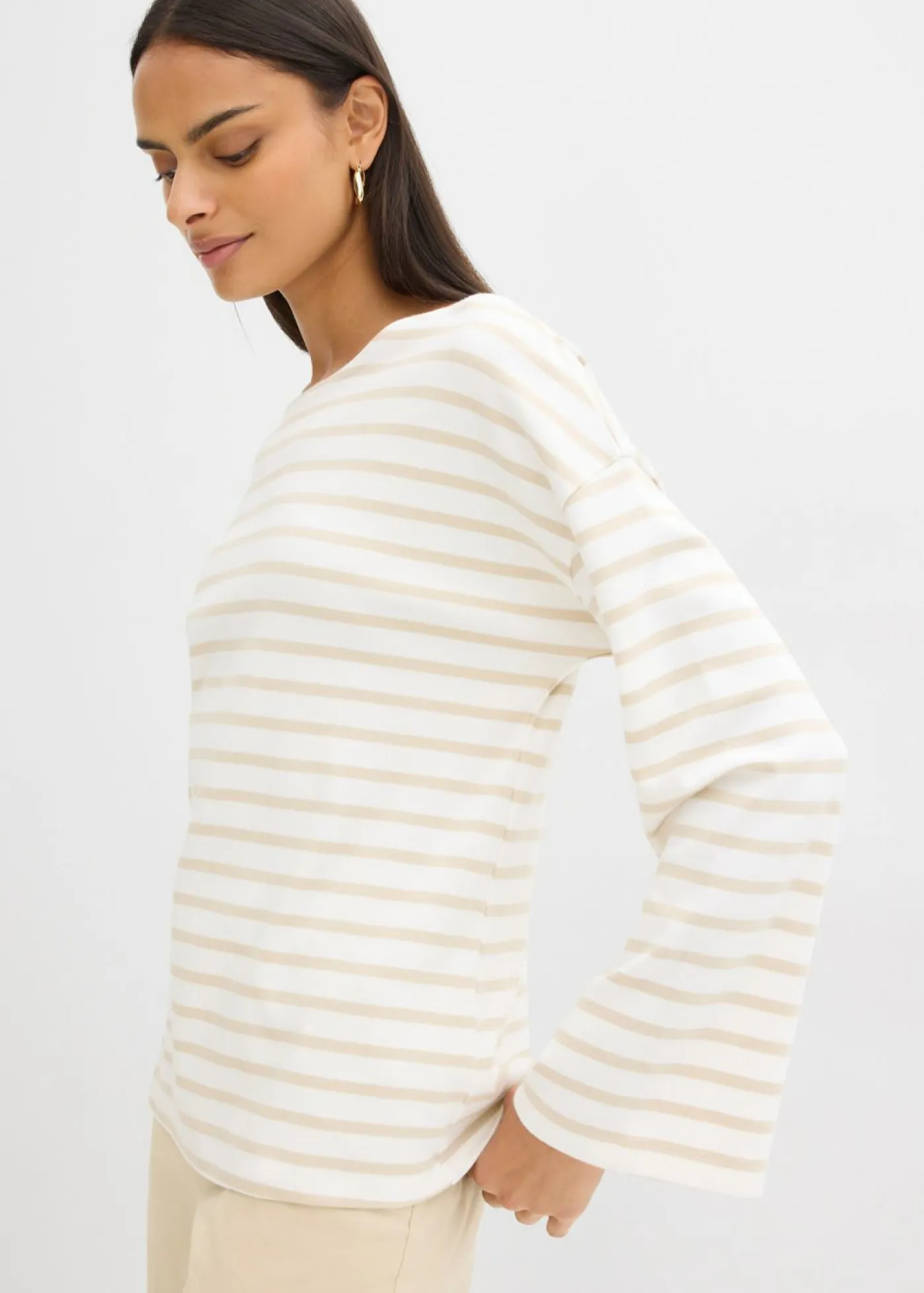 Mujer bonprix bonprix Camiseta de rayas de algodón orgánico con manga larga