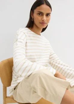 Mujer bonprix bonprix Camiseta de rayas de algodón orgánico con manga larga