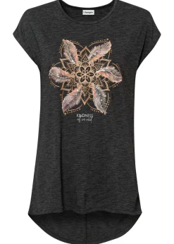 bonprix bonprix Camisetas>Camiseta de suave mezcla de viscosa Negro estampado