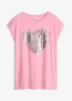 bonprix bonprix Camisetas>Camiseta de suave mezcla de viscosa Rosa estampado