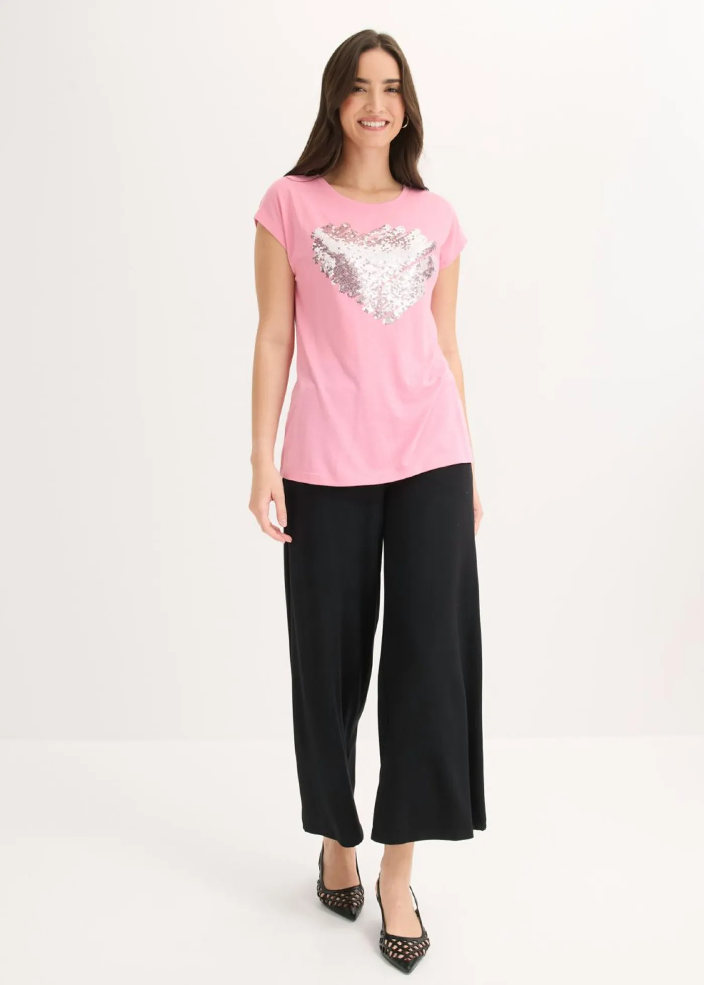 bonprix bonprix Camisetas>Camiseta de suave mezcla de viscosa Rosa estampado