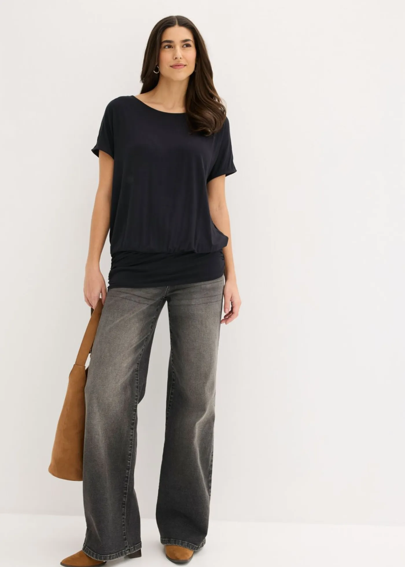 bonprix bonprix Camisetas>Camiseta de suave mezcla de viscosa Negro