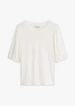 bonprix bonprix Camisetas|Novedades>Camiseta de suave mezcla de viscosa Blanco lana