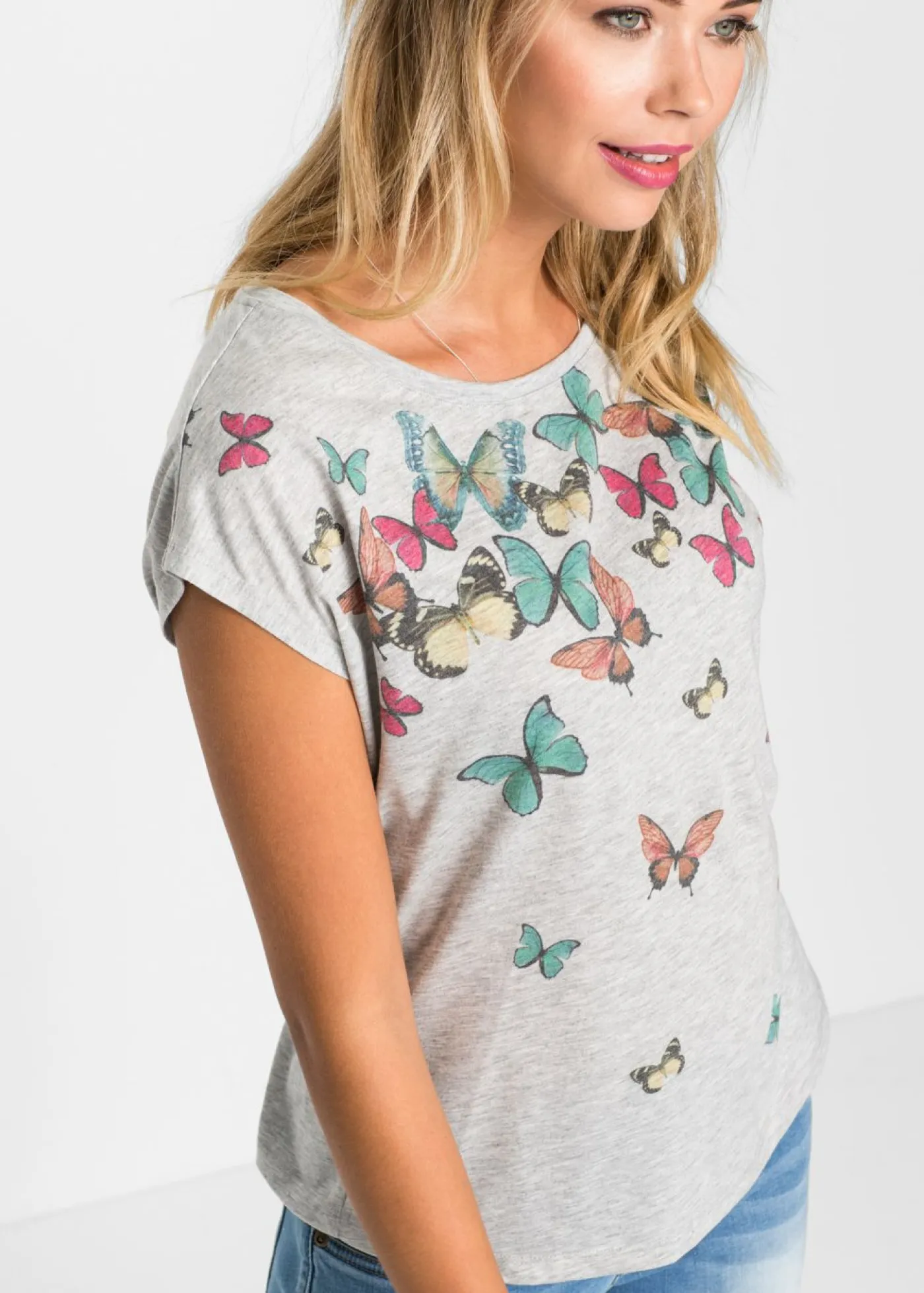 bonprix bonprix Camisetas>Camiseta de suave mezcla de viscosa Gris jaspeado