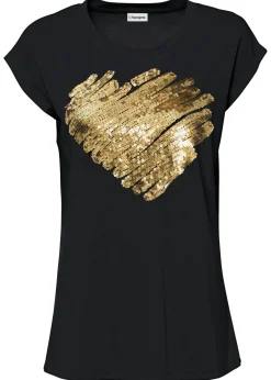 bonprix bonprix Camisetas>Camiseta de suave mezcla de viscosa Negro estampado