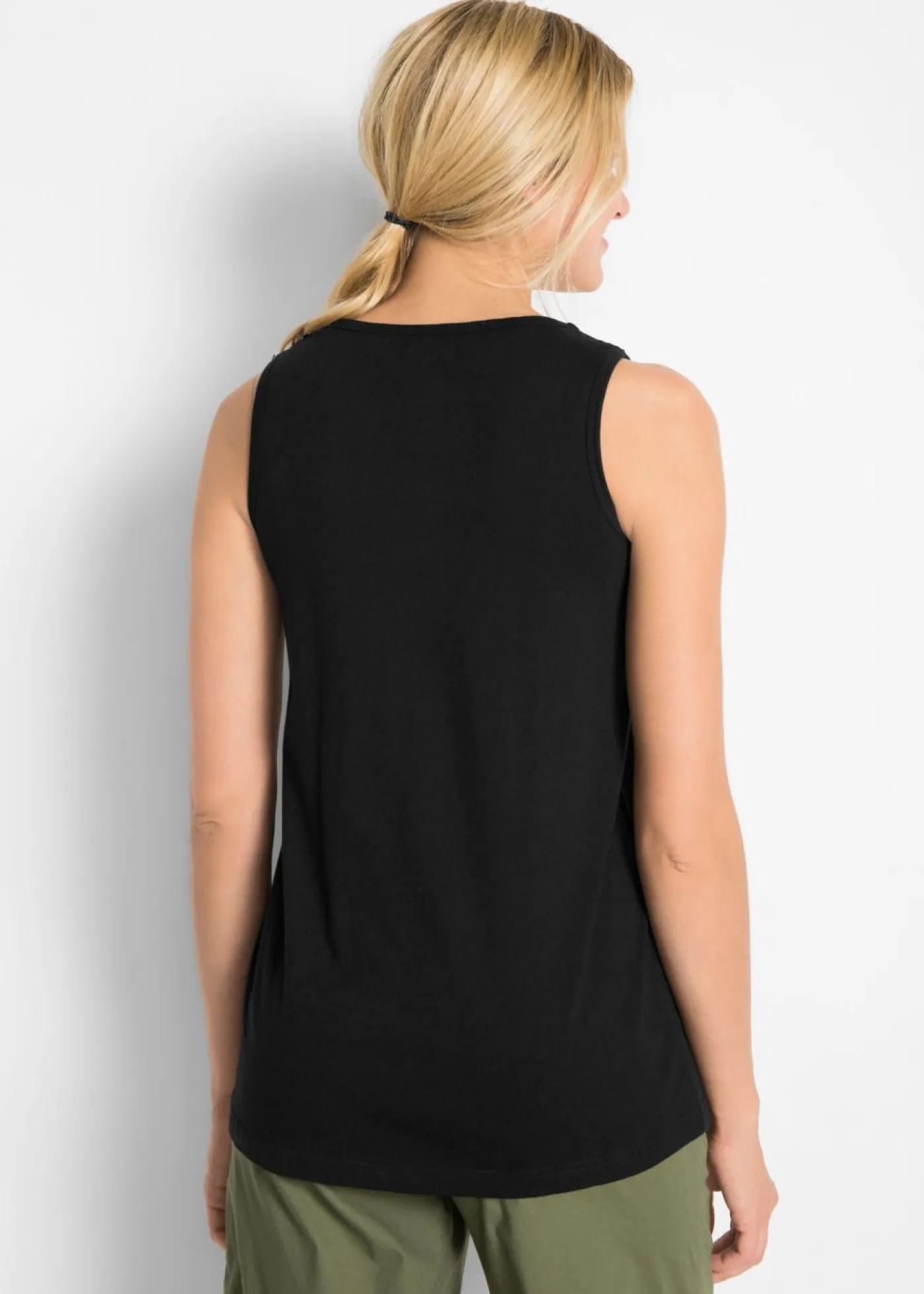 bonprix bonprix Camisetas>Camiseta de tirantes con crochet en la parte delantera Negro