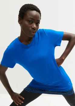 bonprix bonprix Ropa Deportiva|Camisetas>Camiseta deportiva larga con aspecto 2 en 1 Azur