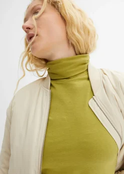 Mujer bonprix bonprix Camiseta elástica de cuello vuelto y manga larga