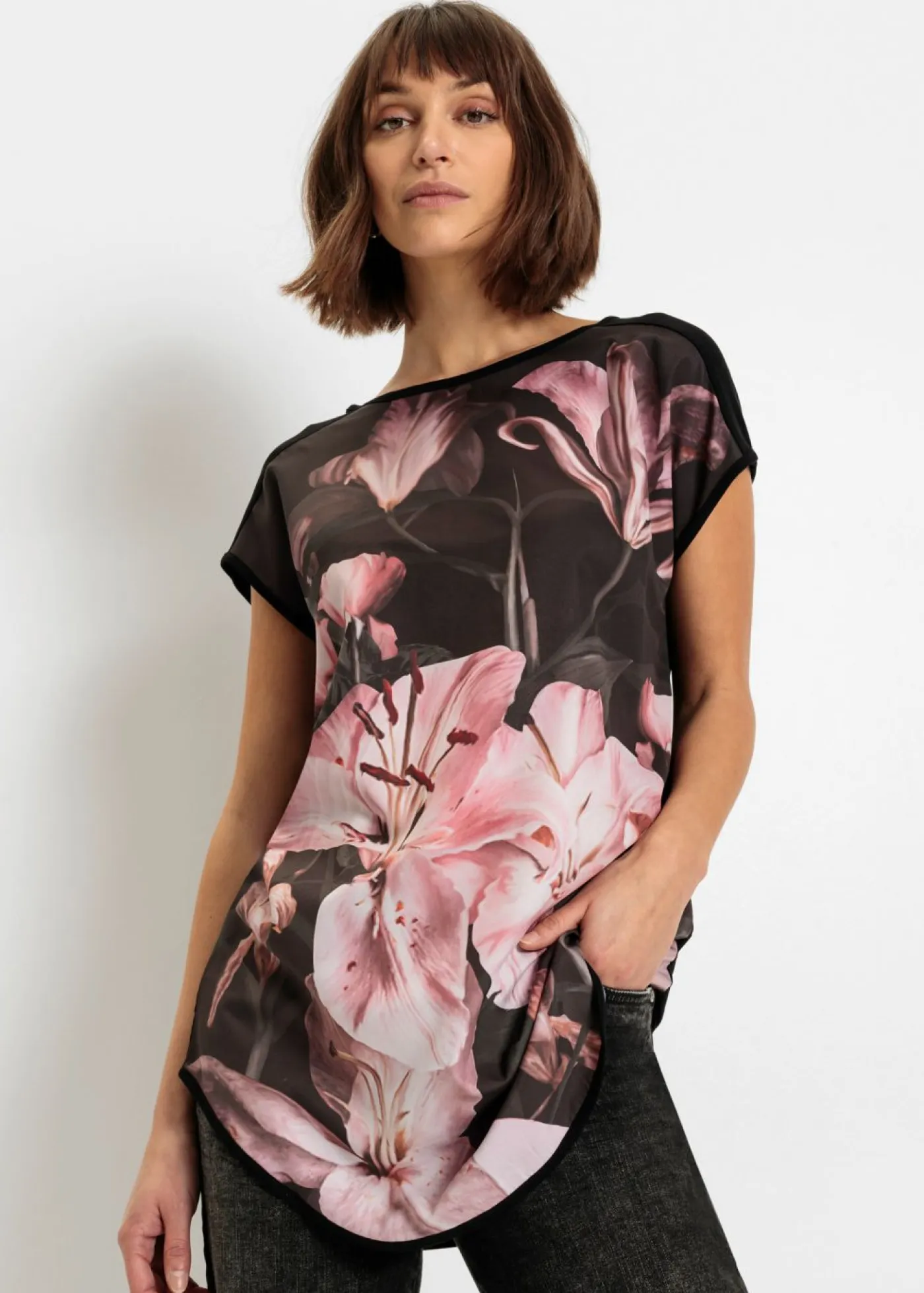 Mujer bonprix bonprix Camiseta estampada de mezcla de viscosa suave