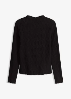 bonprix bonprix Camisetas>Camiseta estructurada de manga larga Negro