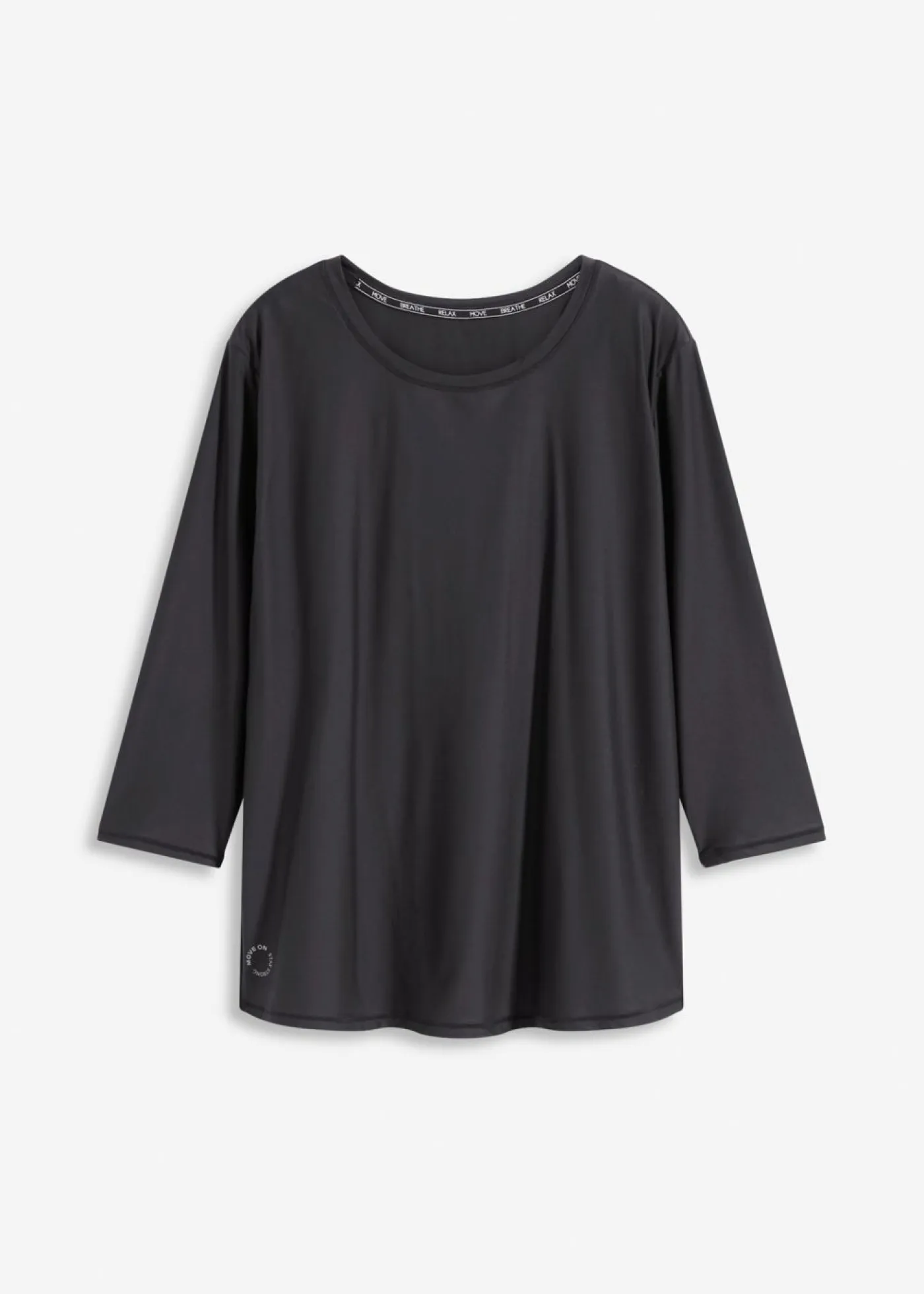 bonprix bonprix Ropa Deportiva|Camisetas>Camiseta funcional suave con mangas 3/4 y material de secado rápido Negro