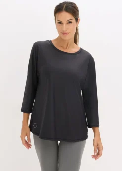 bonprix bonprix Ropa Deportiva|Camisetas>Camiseta funcional suave con mangas 3/4 y material de secado rápido Negro