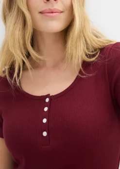 Mujer bonprix bonprix Camiseta henley con algodón orgánico puro