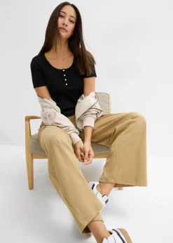 Mujer bonprix bonprix Camiseta henley con algodón orgánico puro