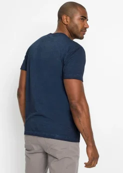 Hombre bonprix bonprix Camiseta henley de algodón orgánico puro con manga corta y aspecto lavado