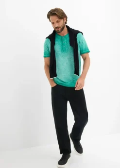 Hombre bonprix bonprix Camiseta henley de manga corta de algodón orgánico puro con aspecto lavado