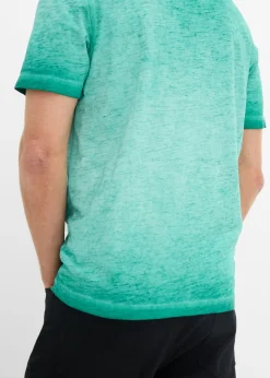 Hombre bonprix bonprix Camiseta henley de manga corta de algodón orgánico puro con aspecto lavado