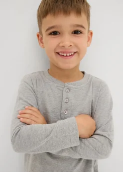 Niños bonprix bonprix Camiseta henley de manga larga con algodón orgánico (2 unidades)