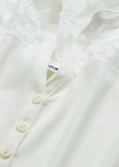 bonprix bonprix Camisetas>Camiseta henley de mezcla de viscosa Blanco lana