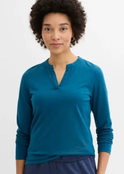 bonprix bonprix Básicos|Camisetas>Camiseta henley hasta la cadera Petróleo azul
