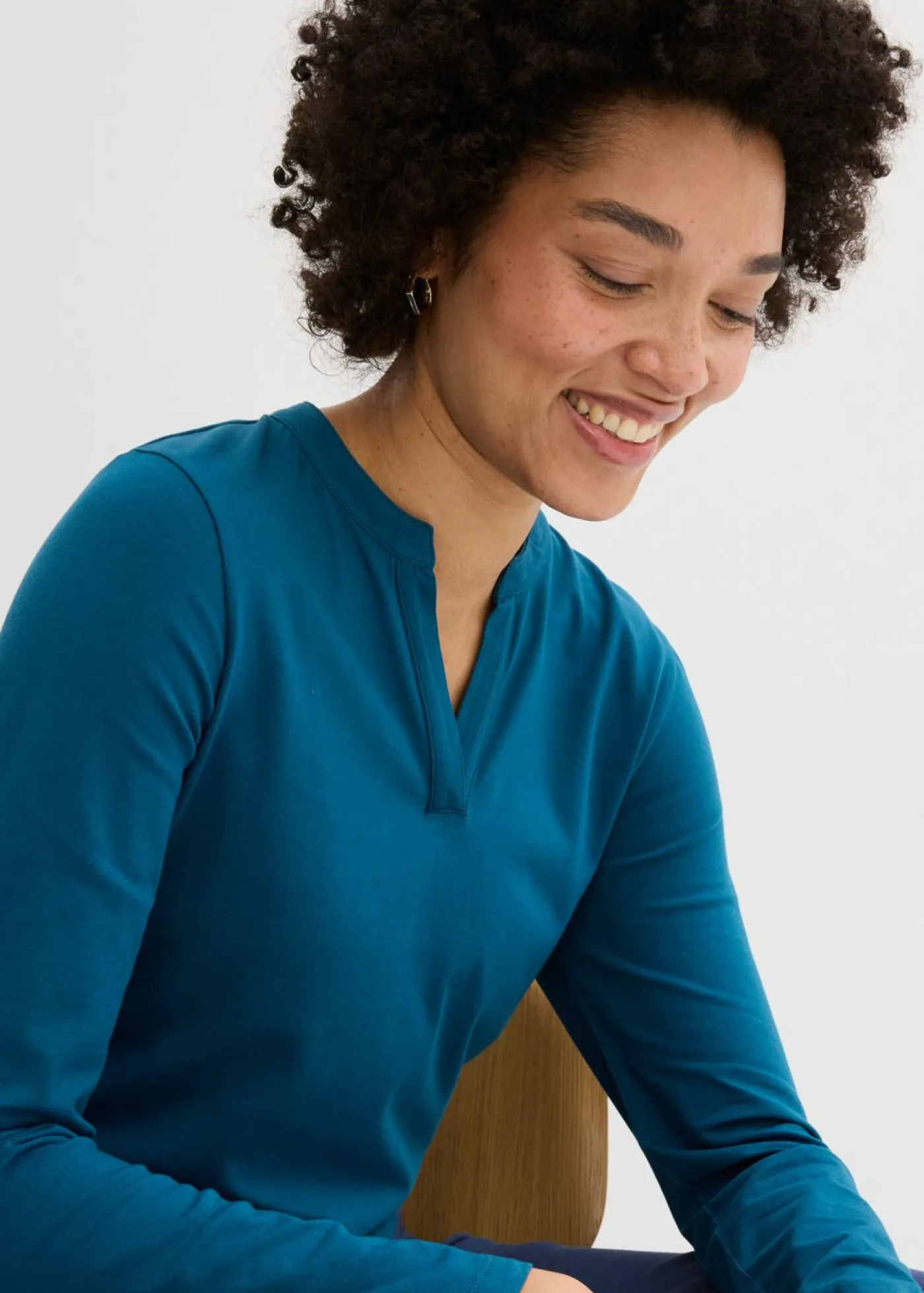 bonprix bonprix Básicos|Camisetas>Camiseta henley hasta la cadera Petróleo azul