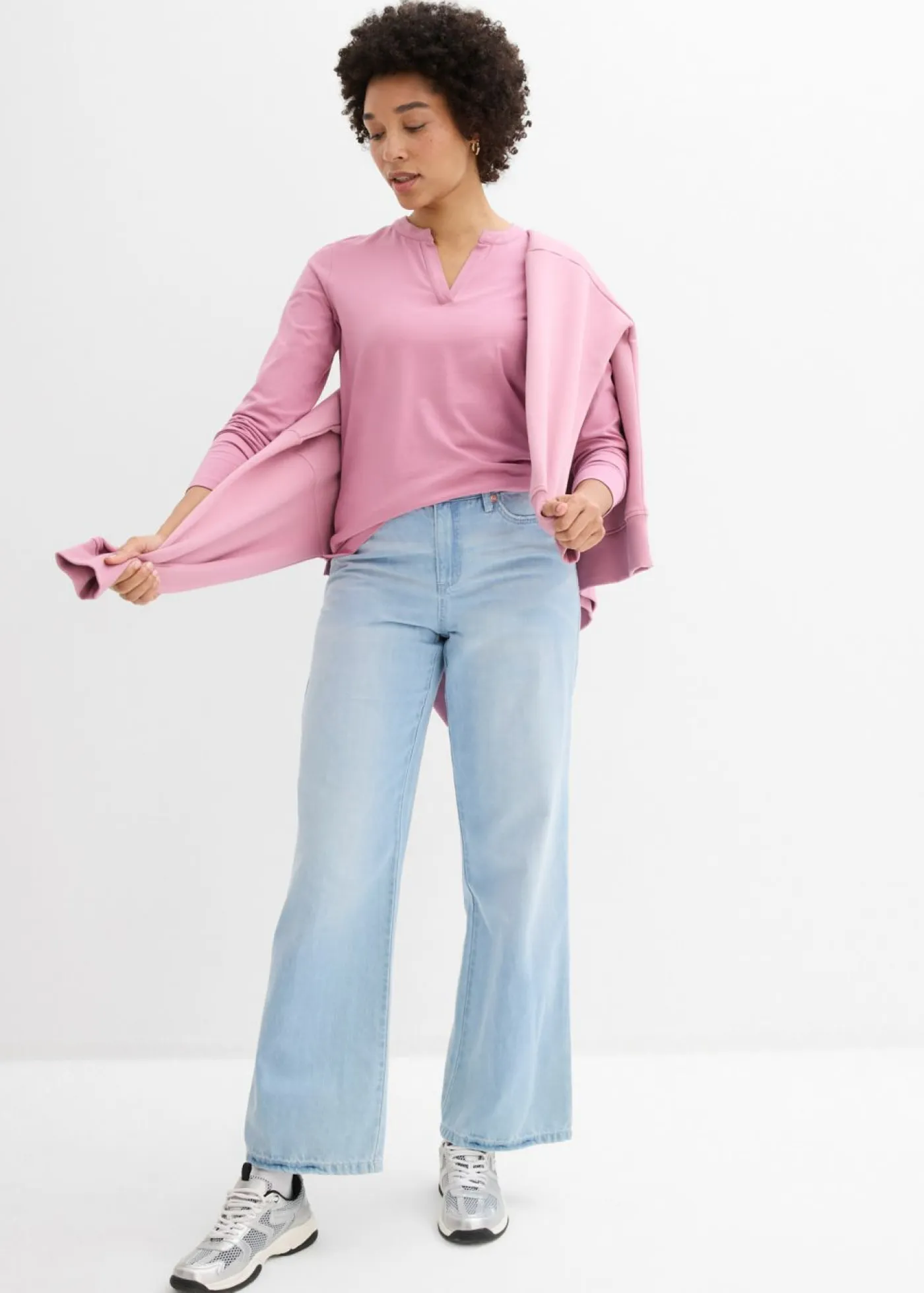 bonprix bonprix Básicos|Camisetas>Camiseta henley hasta la cadera Malva