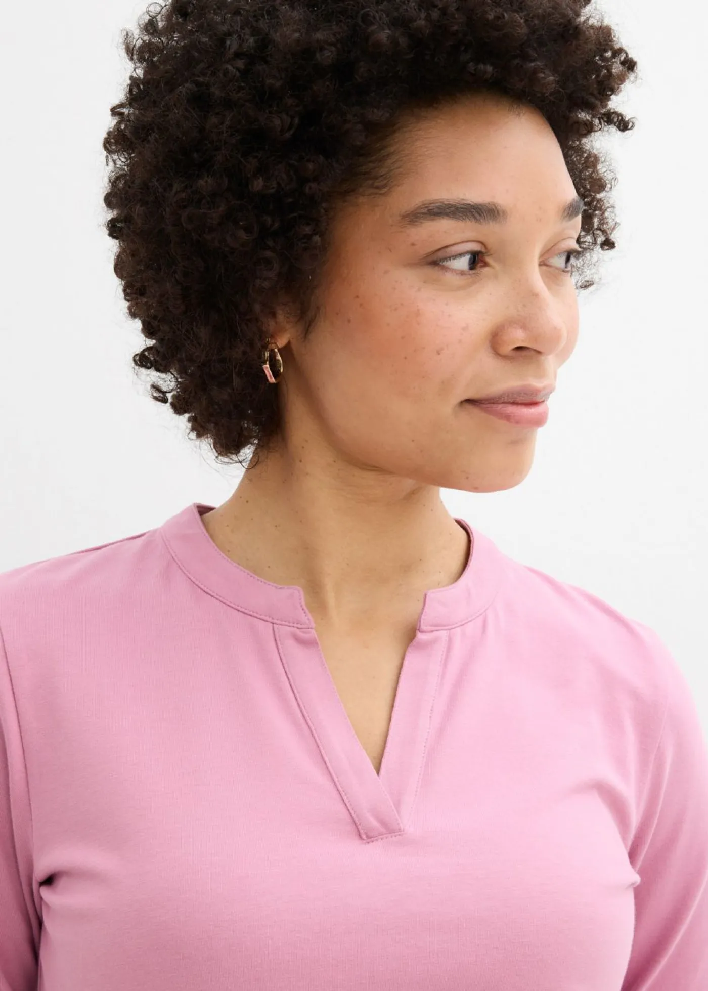 bonprix bonprix Básicos|Camisetas>Camiseta henley hasta la cadera Malva