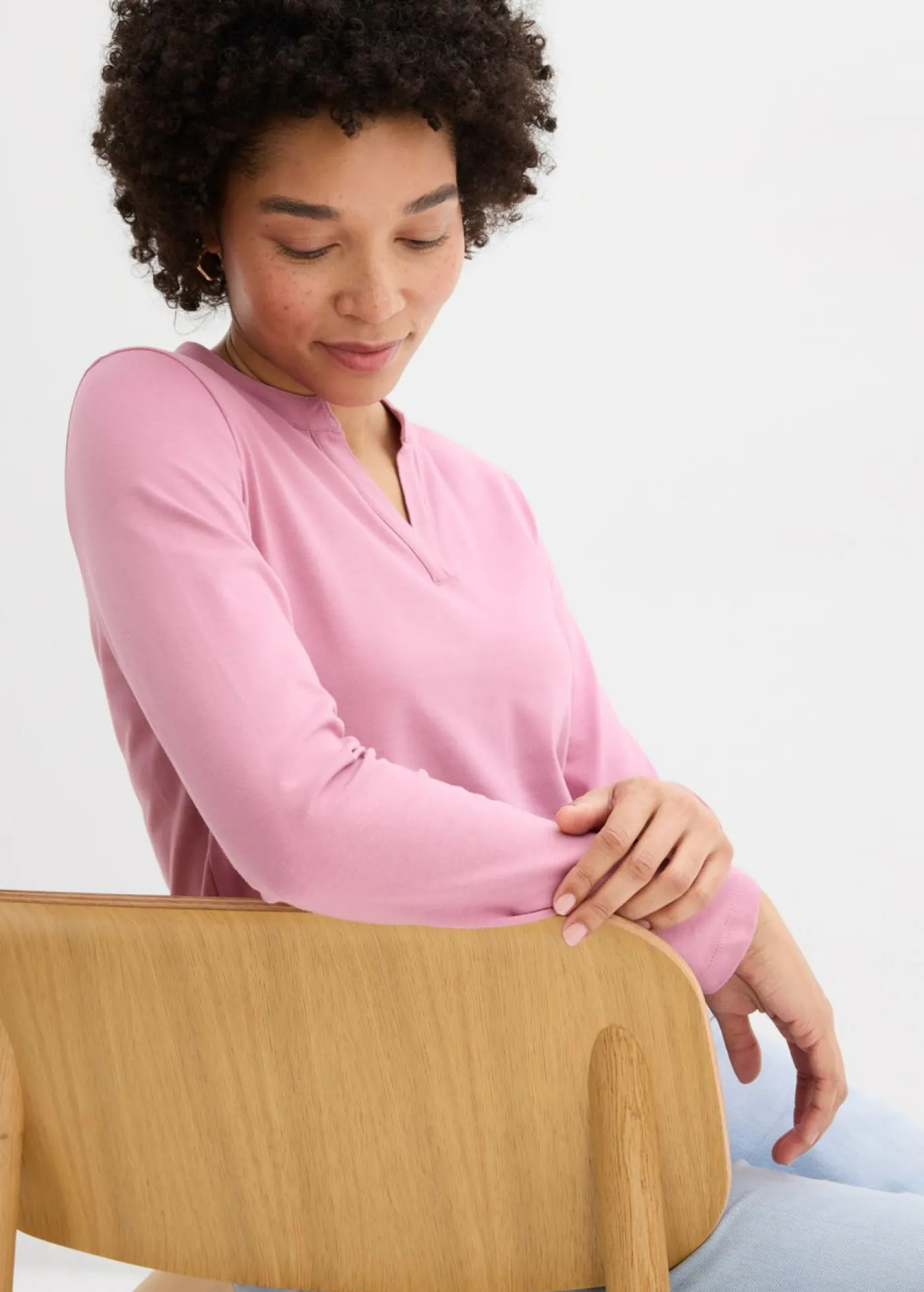 bonprix bonprix Básicos|Camisetas>Camiseta henley hasta la cadera Malva