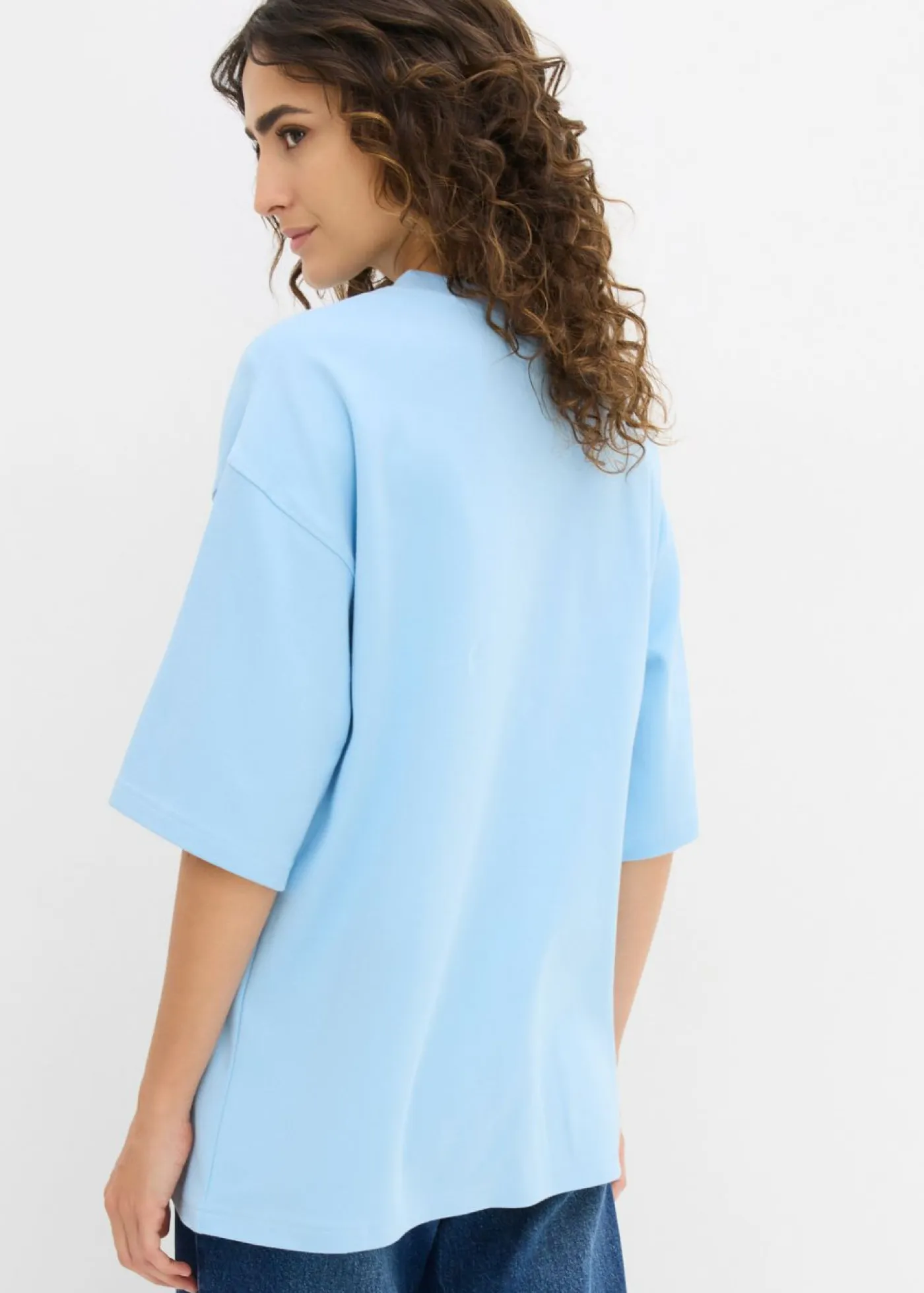 bonprix bonprix Básicos|Camisetas>Camiseta holgada de algodón orgánico puro y pesado Azul claro