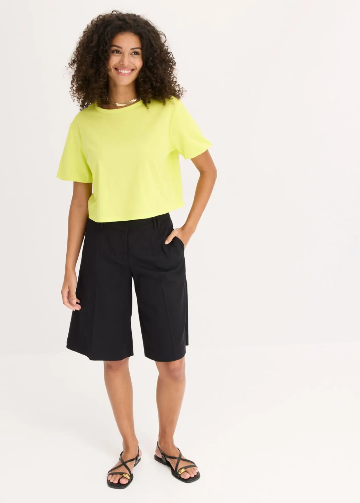 bonprix bonprix Camisetas>Camiseta holgada de algodón orgánico puro Amarillo cítrico