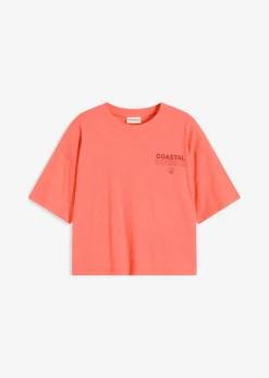 bonprix bonprix Camisetas>Camiseta holgada de algodón orgánico puro Salmón claro