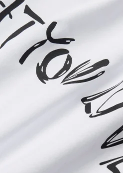 bonprix bonprix Camisetas>Camiseta holgada de algodón puro Blanco con frase