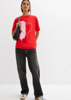 Mujer bonprix bonprix Camiseta holgada de mezcla de algodón orgánico elástico