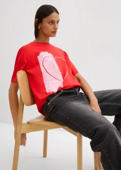 Mujer bonprix bonprix Camiseta holgada de mezcla de algodón orgánico elástico