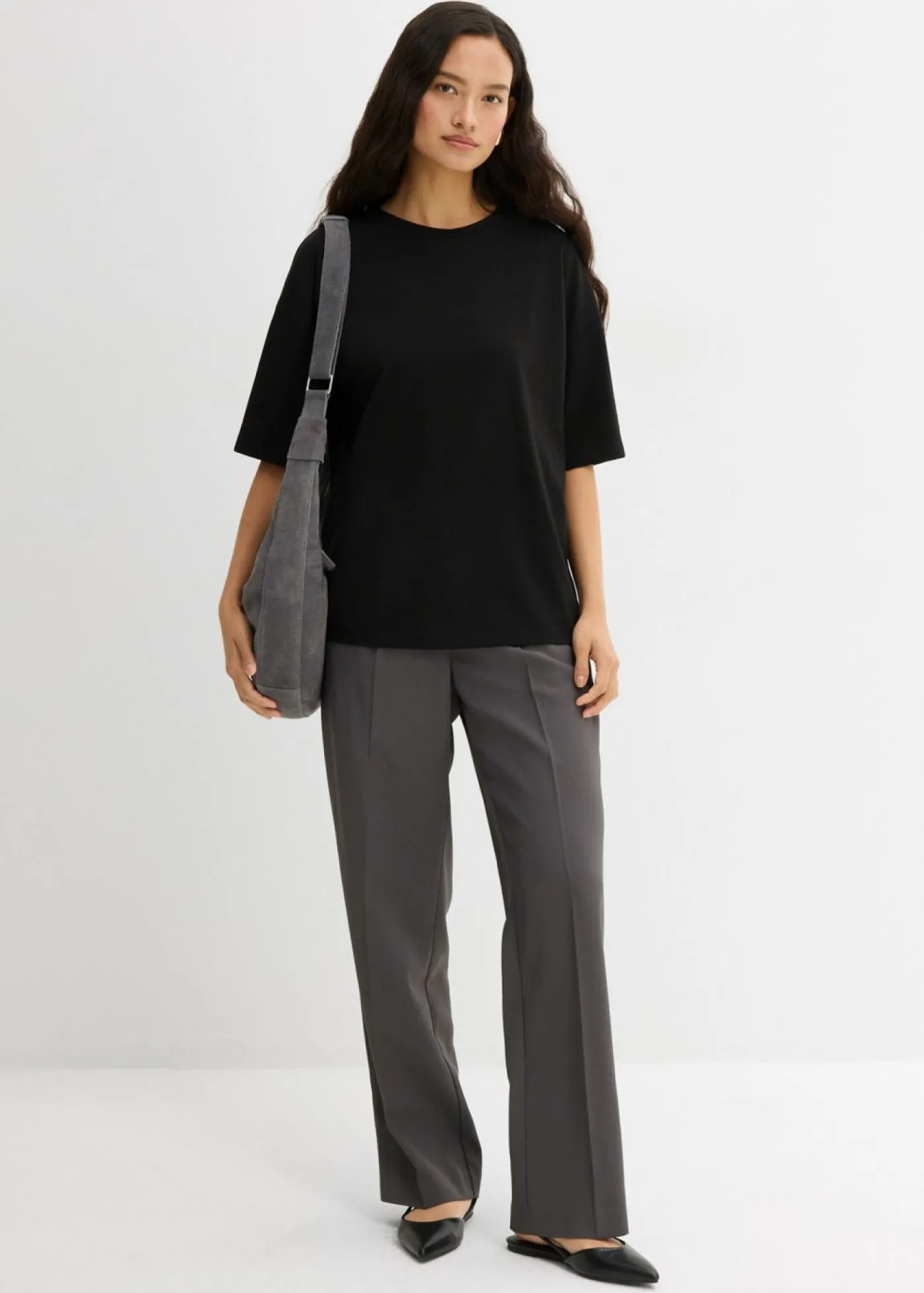 bonprix bonprix Esenciales|Camisetas>Camiseta holgada de mezcla de algodón Negro