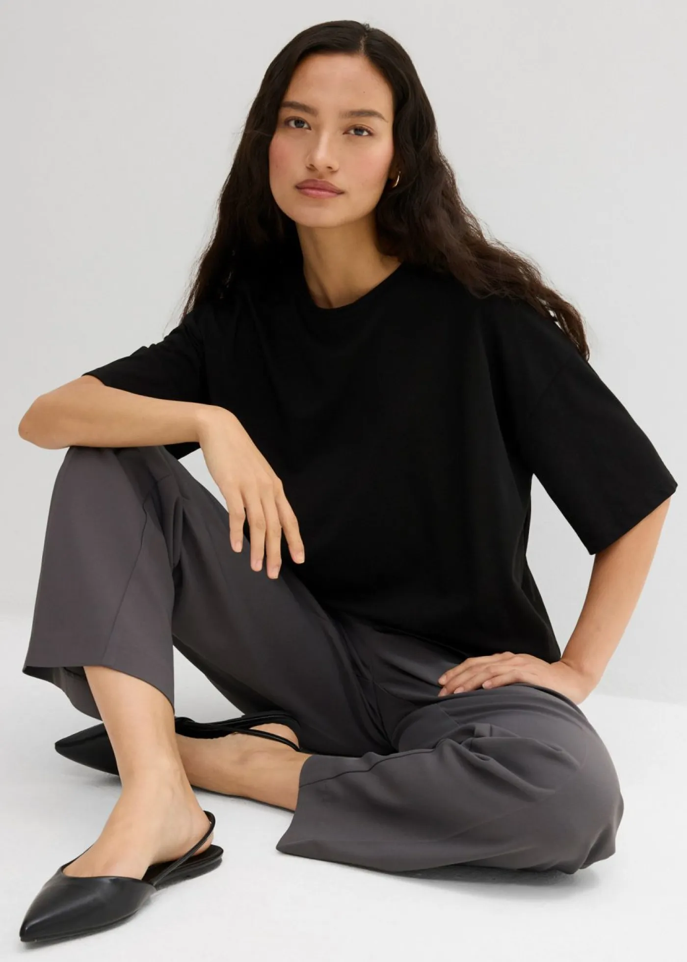 bonprix bonprix Esenciales|Camisetas>Camiseta holgada de mezcla de algodón Negro