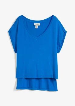 bonprix bonprix Camisetas>Camiseta holgada de mezcla de viscosa fluida Azur