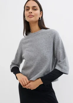 bonprix bonprix Esenciales|Camisetas>Camiseta holgada de punto Gris jaspeado