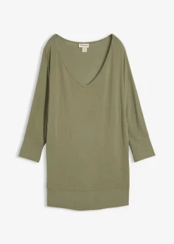 bonprix bonprix Camisetas|Novedades>Camiseta holgada de viscosa fluida Verde oliva