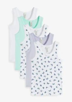 bonprix bonprix Multipack|Niña·Braguitas Y Tops>Camiseta interior (5 unidades) blanco estampado + malva empolvado + menta