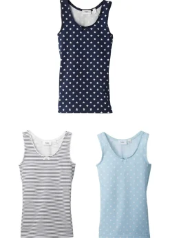 bonprix bonprix Multipack|Niña·Braguitas Y Tops>Camiseta interior con algodón suave (3 unidades) Azul hielo/blanco/azul almirante