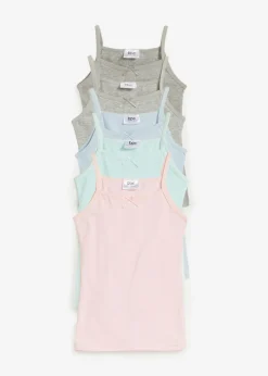 bonprix bonprix Multipack|Niña·Braguitas Y Tops>Camiseta interior con algodón suave (5 unidades) Gris claro jaspeado-menta pastel-azul pálido-rosa empolvado