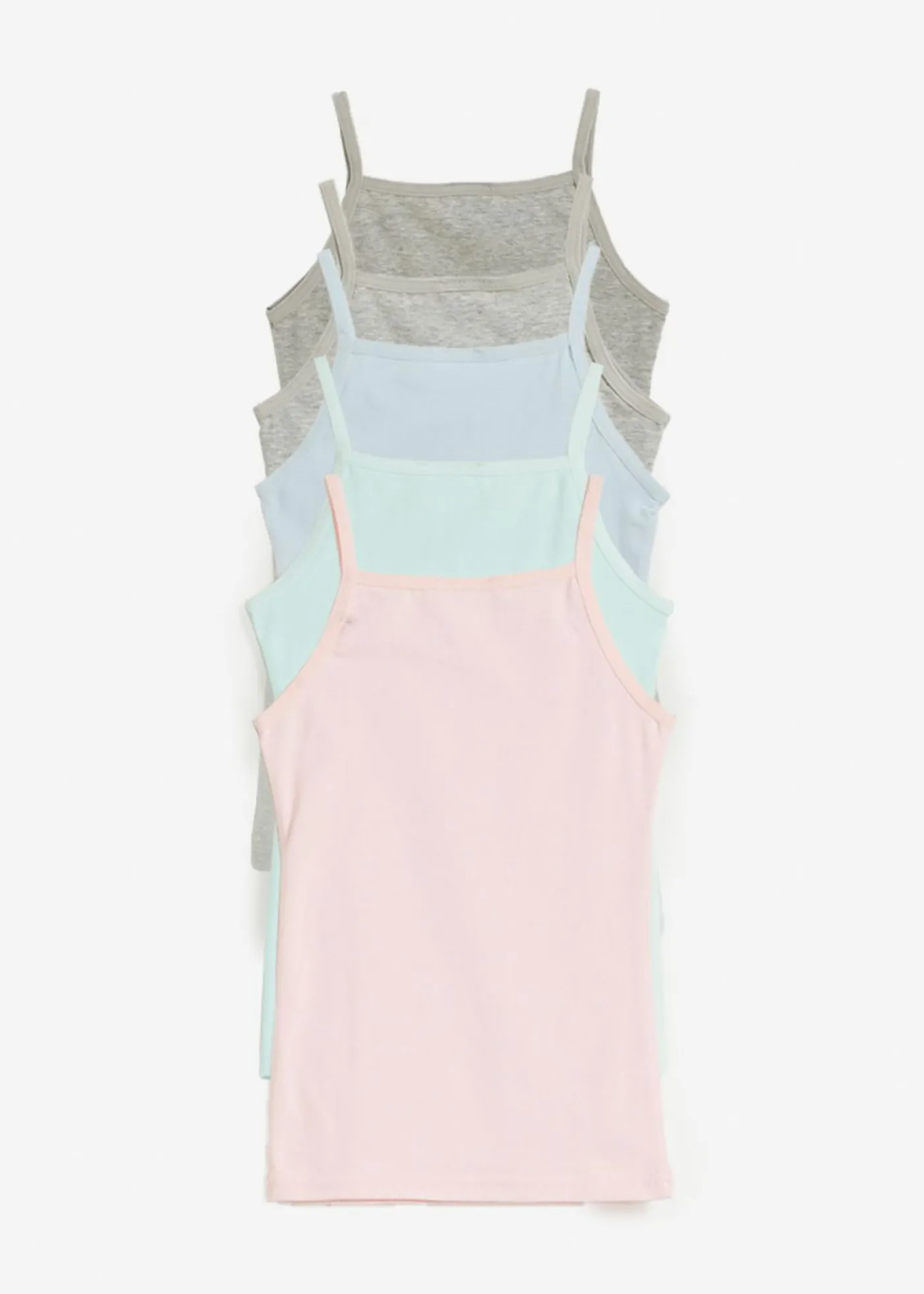 bonprix bonprix Multipack|Niña·Braguitas Y Tops>Camiseta interior con algodón suave (5 unidades) Gris claro jaspeado-menta pastel-azul pálido-rosa empolvado