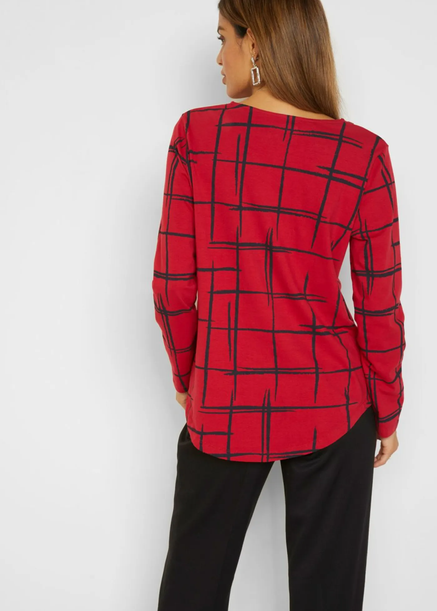 bonprix bonprix Camisetas>Camiseta larga Rojo oscuro-negro