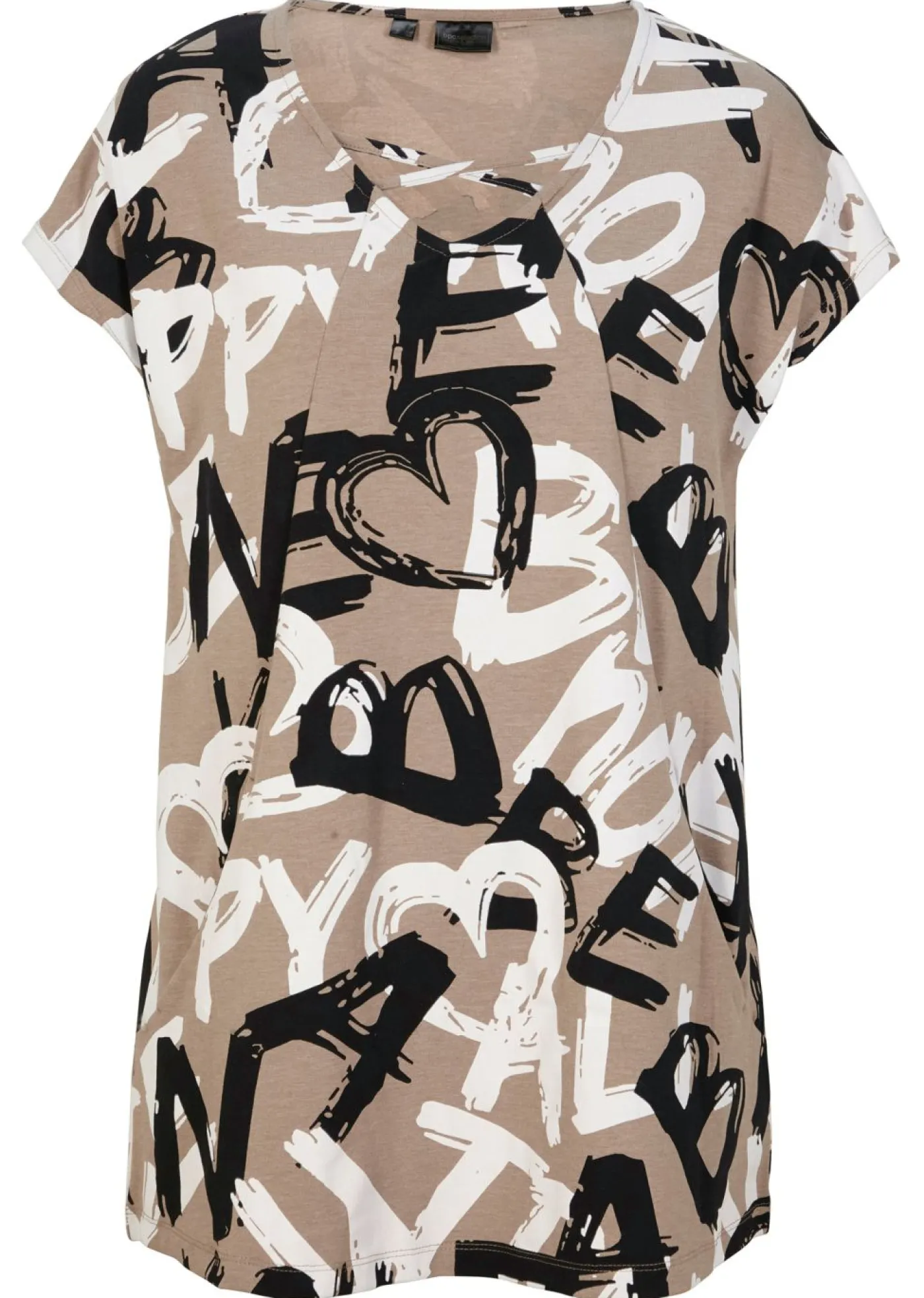 bonprix bonprix Camisetas>Camiseta larga Marrón grisáceo-negro-blanco estampado